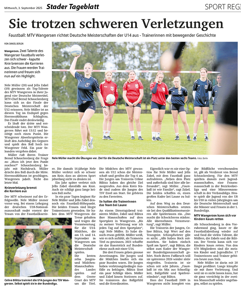 Sie trotzen schweren Verletzungen Stader Tageblatt vom 2025 09 03